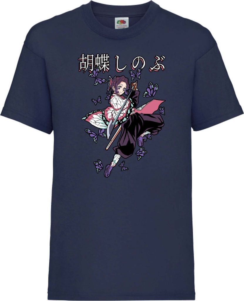 Kinder T-Shirt Demon Anime Slayer Shinobu Kocho 02 Shinobu, 3-4 Jahr - 104 / Dunkelblau