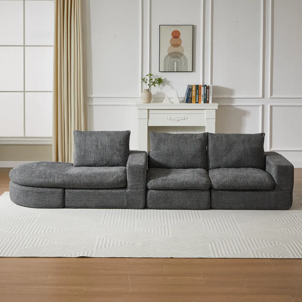 Canapé de Salon Modulable Idéal pour se Relaxer avec Chaise Longue