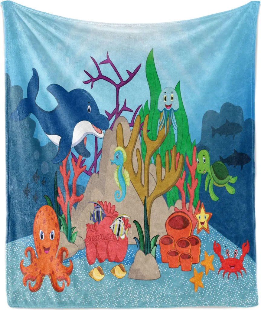 Plaid Flanella ABAKUHAUS 175x230 Oceano Cartoon - Tessile Alta Qualità