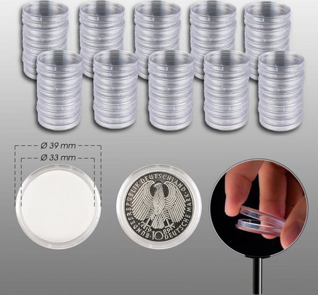 Prophila Collection 100 Münzkapseln Innendurchmesser 33 mm