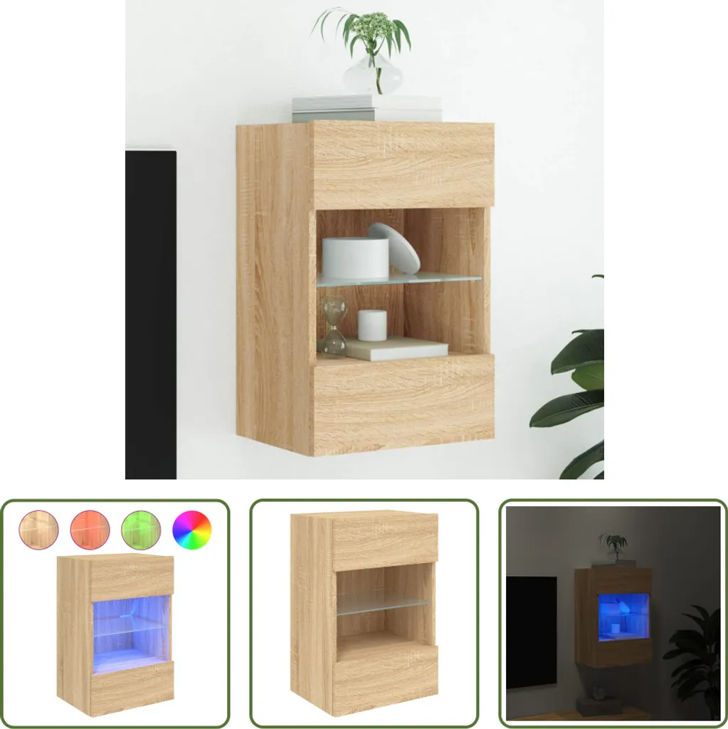 Parete TV Rovere Sonoma con Luci LED 40x30x60,5 cm - Arredo Moderno
