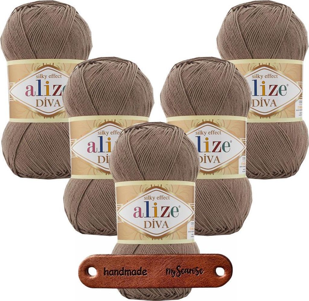 5 x ALIZE Diva 688 milky brown mit Label Produktbild 