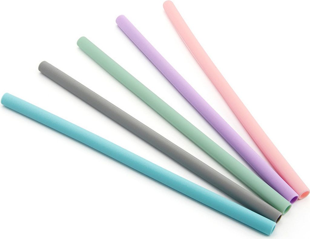 Wiederverwendbare Silikon-Trinkhalme, 8er-Pack lange, flexible Trinkhalme aus Gummi-Silikon für 20/30/32 oz-Becher, Gläser, mit 2 Reinigungsbürsten