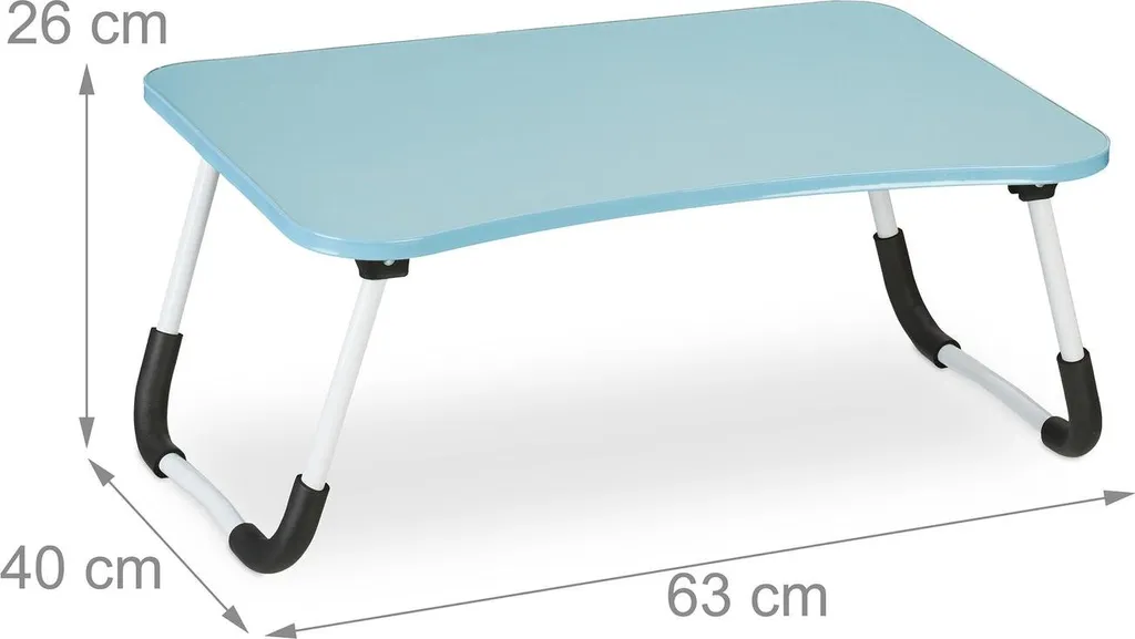 Table d'ordinateur portable bleu clair pliable et réglable en hauteur - 4