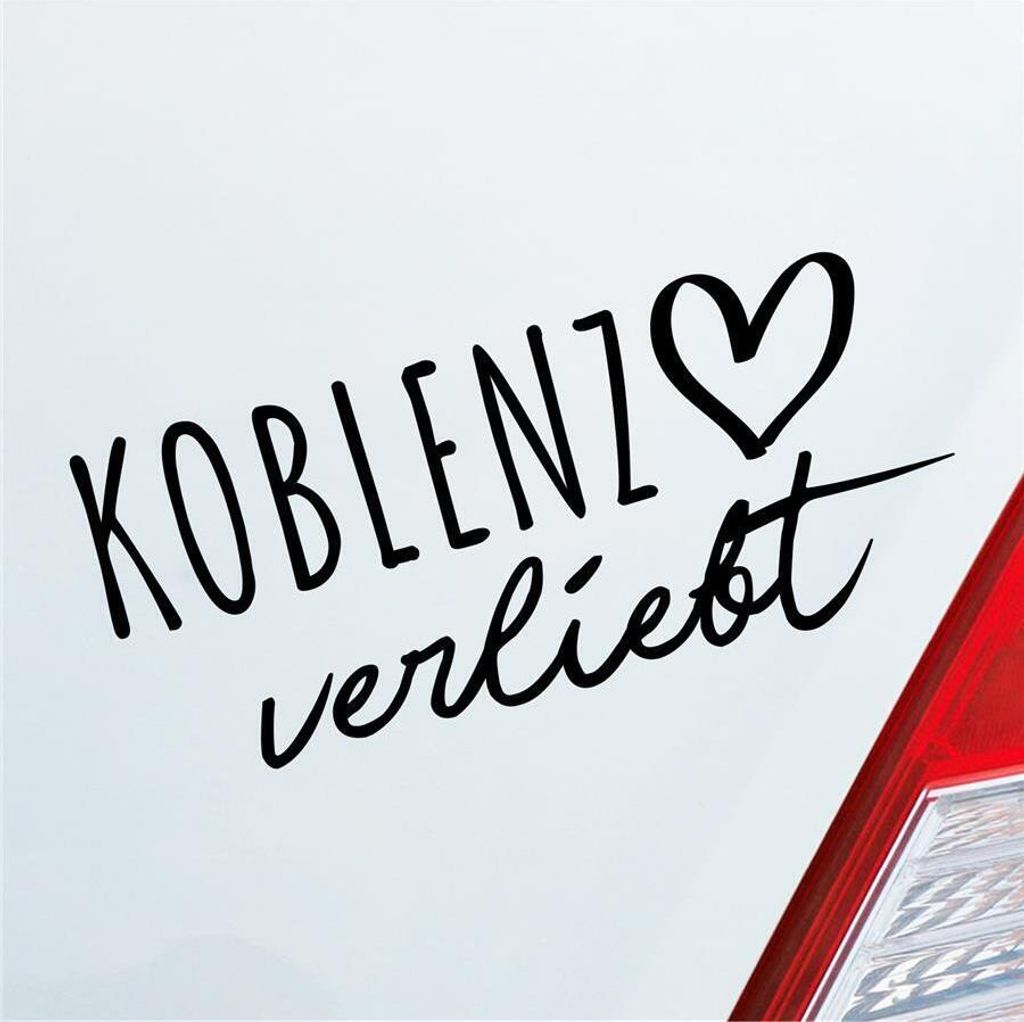 Auto Aufkleber Koblenz verliebt Herz Stadt Heimat Liebe Car 19x8 cm Schwarz Glanz Sticker Heckscheibenaufkleber