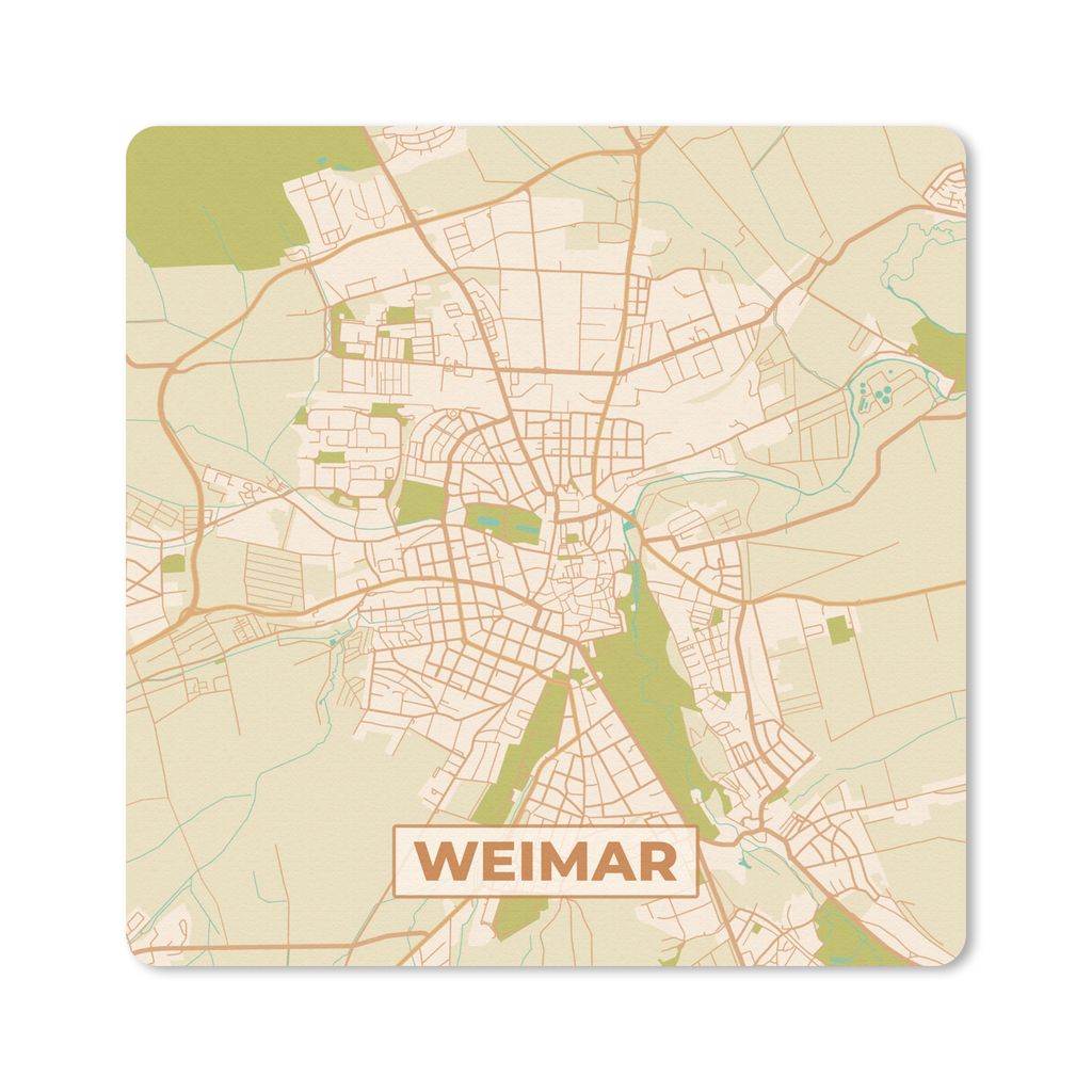 MuchoWow Mauspad Mousepad Weimar - Karte - Vintage - Stadtplan 30x30 cm - Mousepads - Maus Mat - Pad - Mausunterlage - Gaming