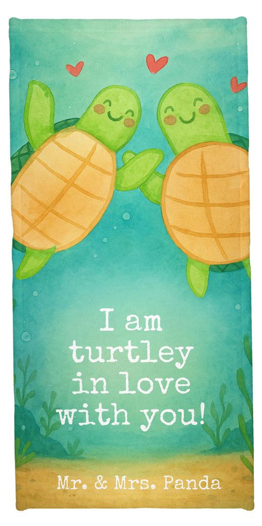 Mr. & Mrs. Panda Strandtuch Schildkröten Paar Design - Weiß - Geschenk, Handtuch, für Frauen, Freundin, Sport, Freund, Hochzeitstag, Valentinsta...