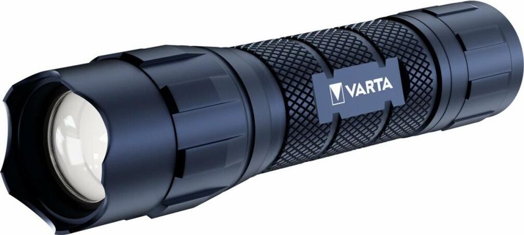 Varta Taschenlampe F20 LED (Aluminiumgehäuse, Präzisionsfokus, klein, batteriebetrieben), Farbe blau