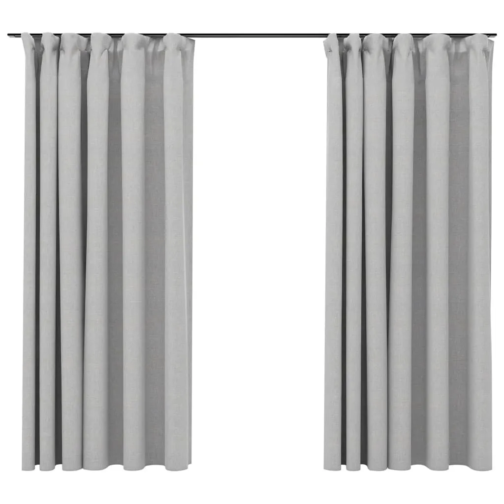 vidaXL Tende oscuranti ganci look lino 2 pz. Grigio 140x175 cm