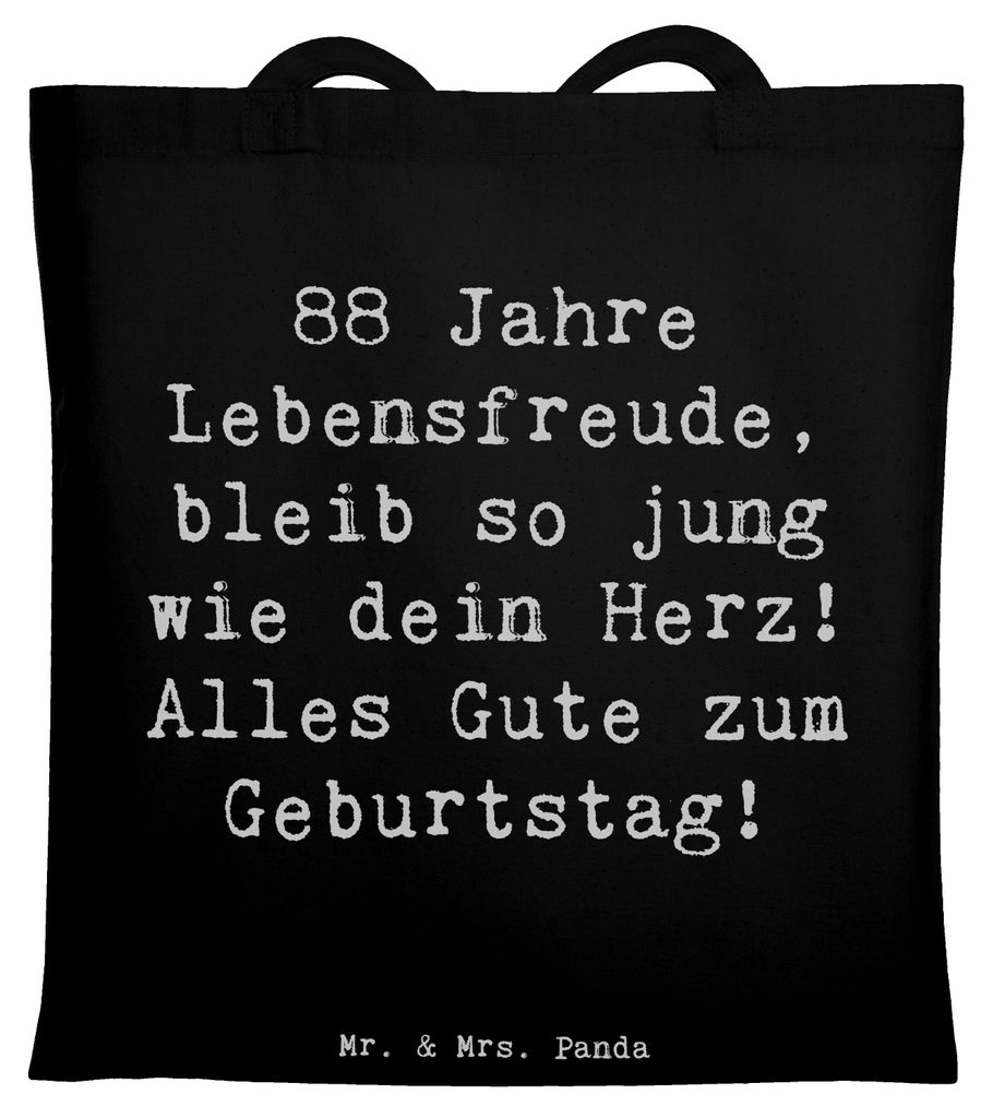 Mr. & Mrs. Panda Uni Tasche Spruch 88. Geburtstag Jubel - Schwarz - Geschenk, Alter, liebevoll gestaltet, alles Gute zum, Einkaufstasche, persönli...