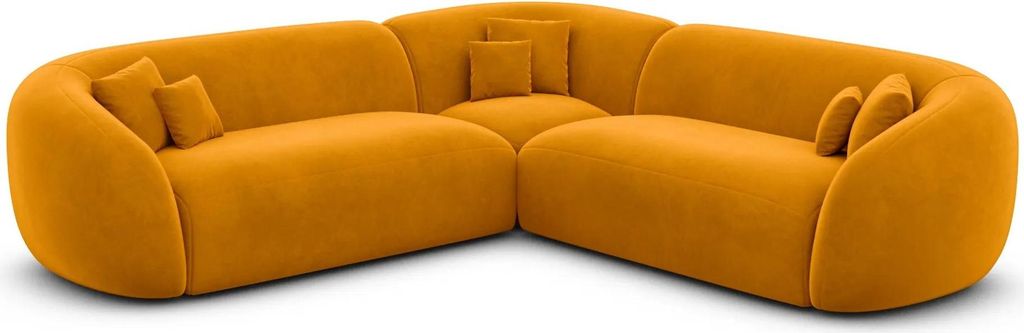 Samtstoff Ecksofa Gaia Senf