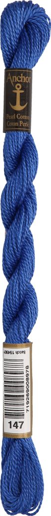 Anchor Perlgarn Stärke 5 4585000-00147 kobaltblau Stickgarn, 100 % Baumwolle, 5g Strängchen