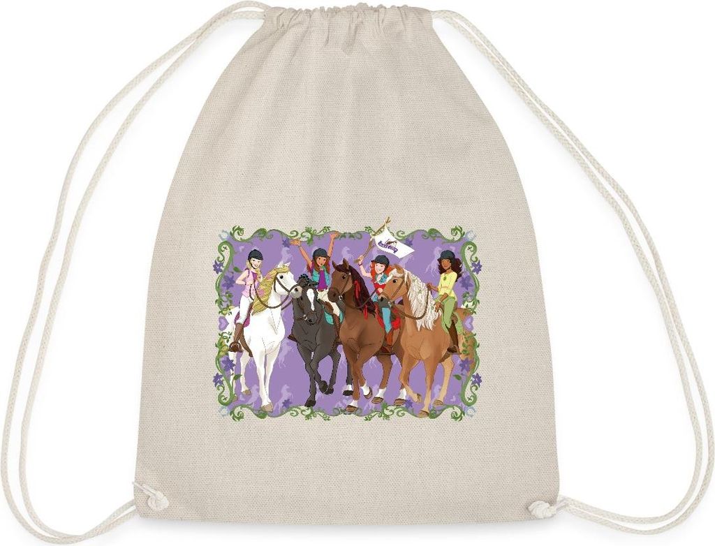 Spreadshirt Schleich Horse Club Lisa Sarah Sofia Hannah reiten Turnbeutel, One size, Natur