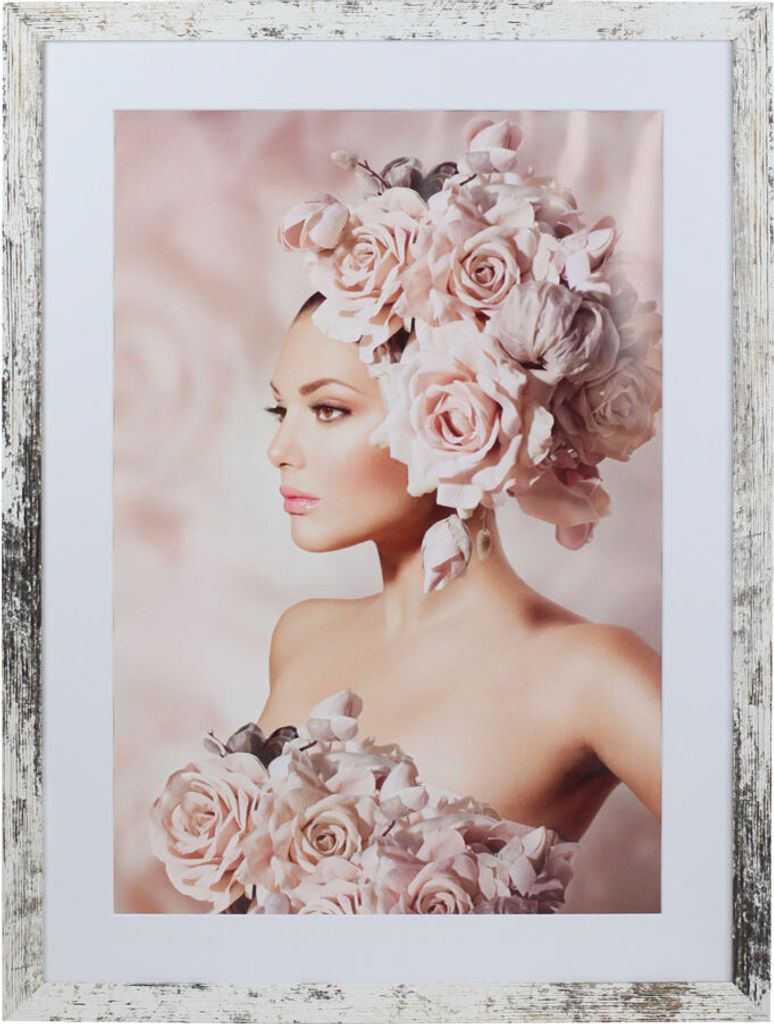 Bilderrahmen Holz Rahmen Plexi Acryl Collage Wanddeko Poster quadratisch S215 - Farbe: Shabby-Weiß | Format: 50x70