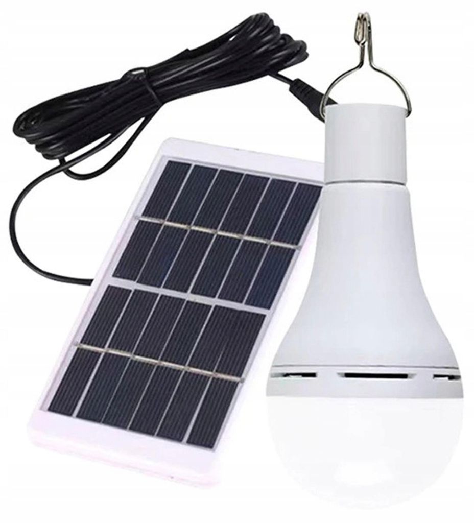 ŻARÓWKA SOLARNA LED 10W Z Panelem Solarnym Kemping Do Zdjęcie produktu 