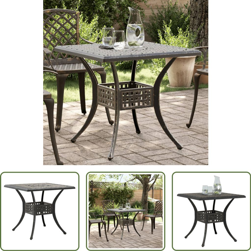 The Living Store Gartentisch Bronzen 80x80x75 cm Aluminiumguss