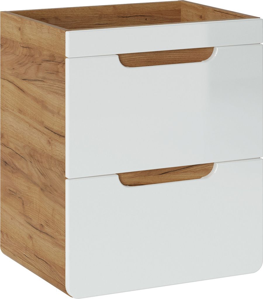 Waschbeckenunterschrank 50cm FERMO Weiss Hochglanz ohne Waschtisch