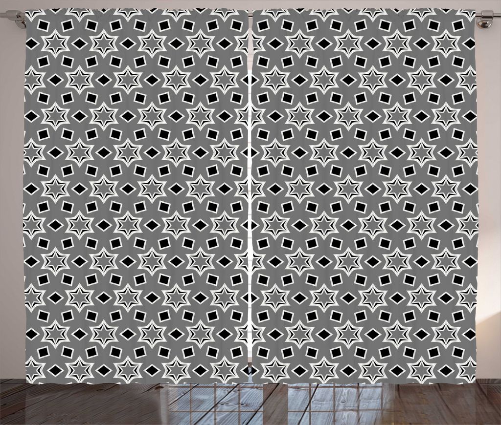 ABAKUHAUS Geometrisch Rustikaler Vorhang, Königliche marokkanische Mosaik-Kunst, Wohnzimmer Universalband Gardinen mit Schlaufen und Haken, 280 x ...