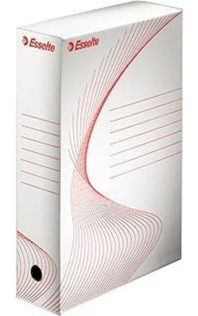Esselte Standard Archiv-Schachtel, 80 mm Rückenbreite, Aktenkarton A4, Aufbewahrungsbox für bis zu 600 Blätter, Archivbox mit geometrischem Desi...