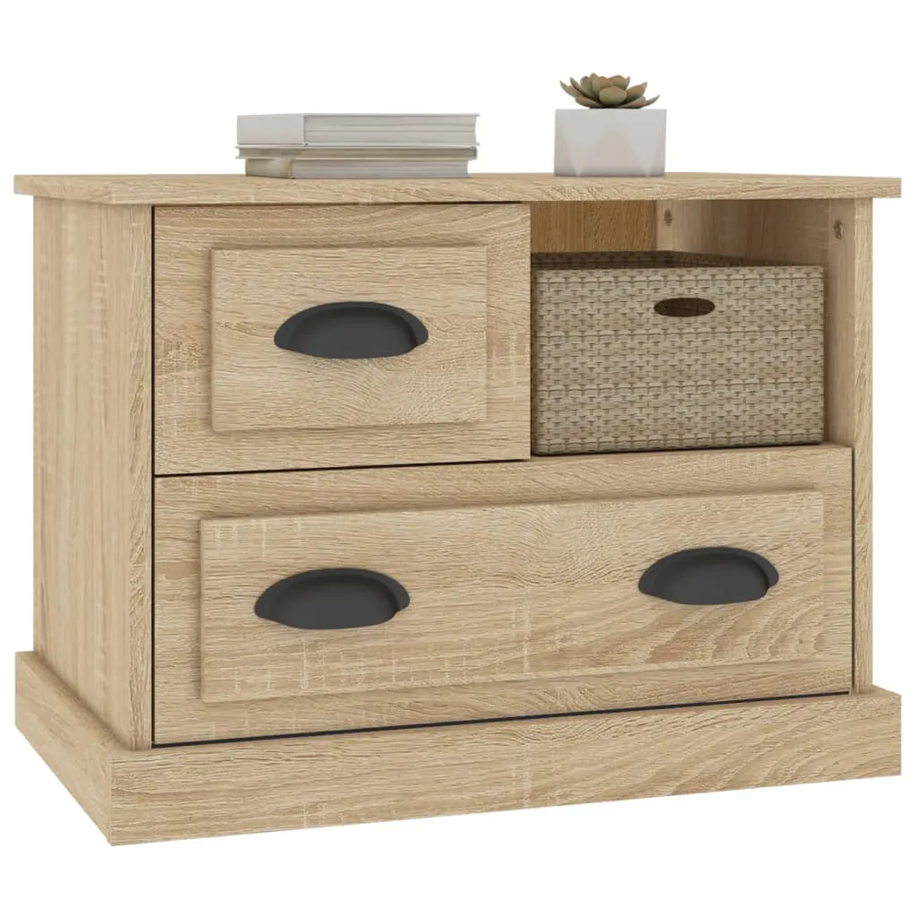 Table de Chevet Stable en Chêne Sonoma - Solution de Rangement Large 60cm - 5