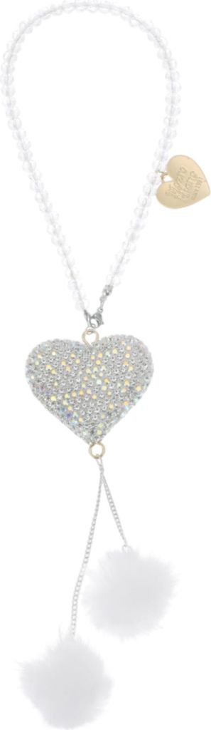 1 Stück Polymer Clay Faux Rhinestone Herz Fluff Ball Auto Rückspiegel Anhänger Accessoires Auto Hängeornament Weiß