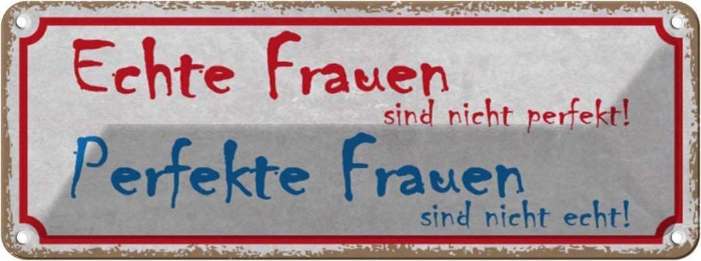 vianmo Blechschild 10x27 cm echte Frauen perfekte Männer Spruch Zitat