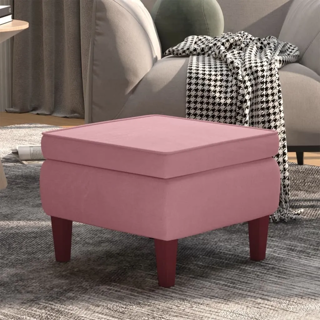 Sgabello Velluto Rosa Gambe Legno The Living Store - Qualità Garantita