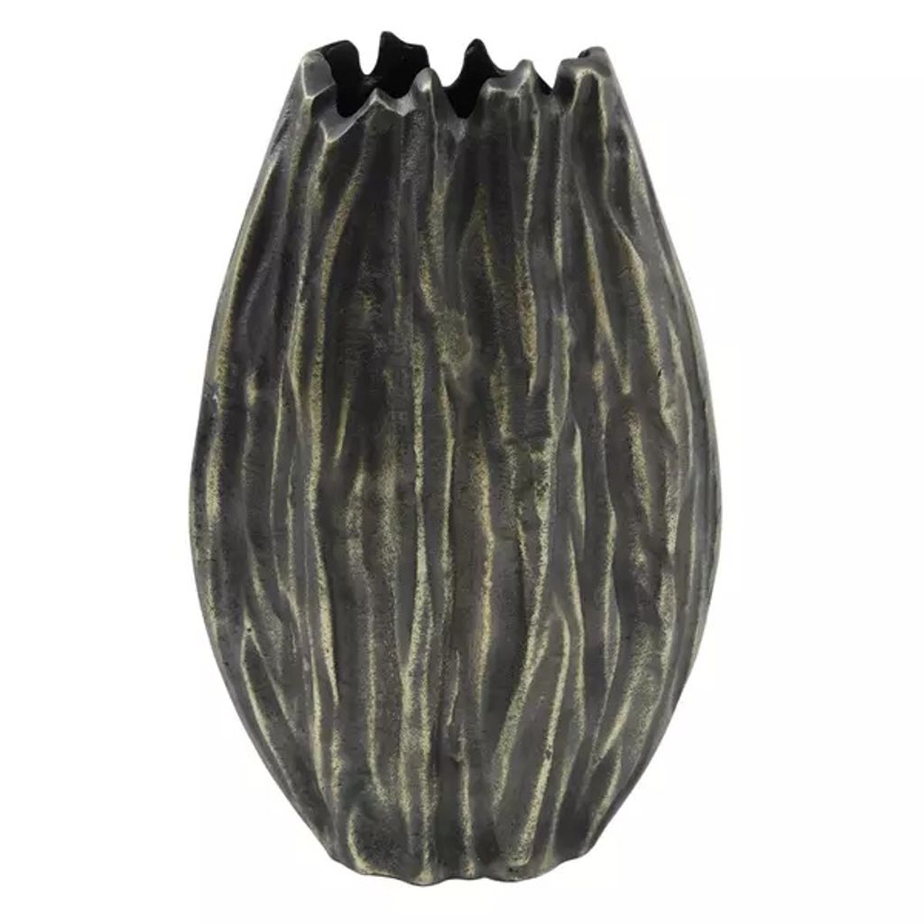 PTMD Zavin Grey aluminium pot with relief and ripped border