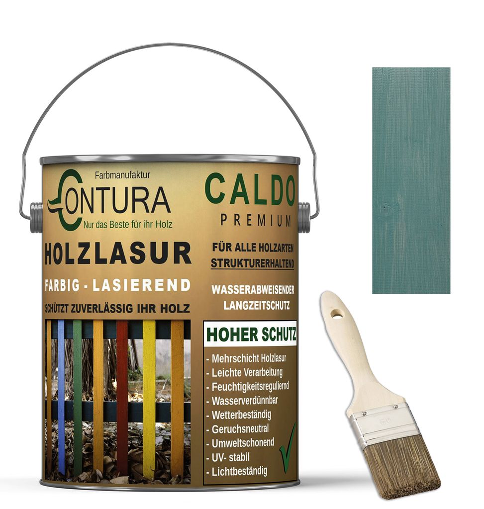Contura Holzlasur Langzeitschutz Lasur + Pinsel Holz Außen Dauerschutzlasur Holzfarbe - 2,5Liter + Pinsel / Blaumohn - 10.41
