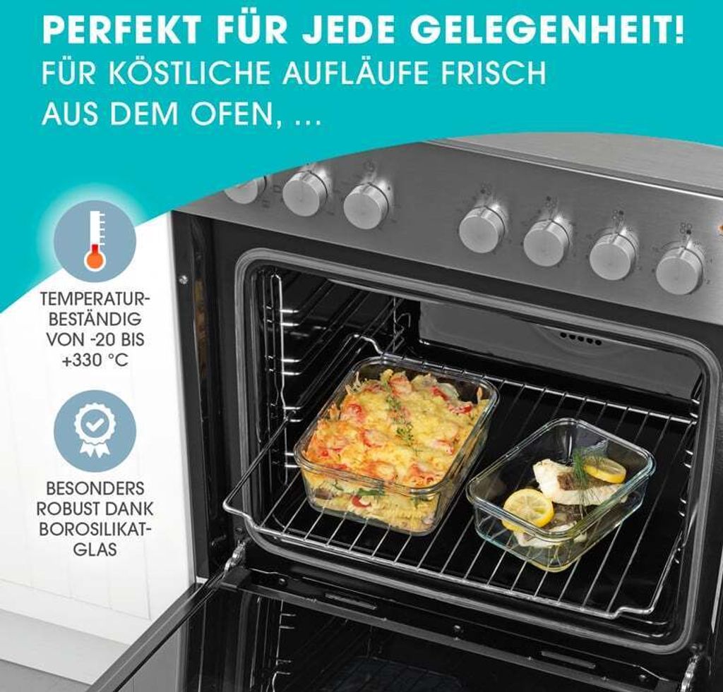 GOURMETmaxx Glas Frischhaltedosen Klick-it 4er Set geeignet Produktbild 6