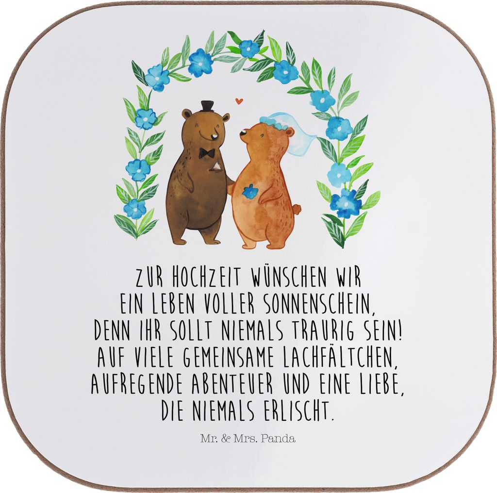 Mr. & Mrs. Panda Untersetzer für Gläser Bären Hochzeit - Weiß - Geschenk, Hochzeitskarte, Zur, Tasse, Hochzeitsgeschenk, Hochzeitstag, Coaster,...