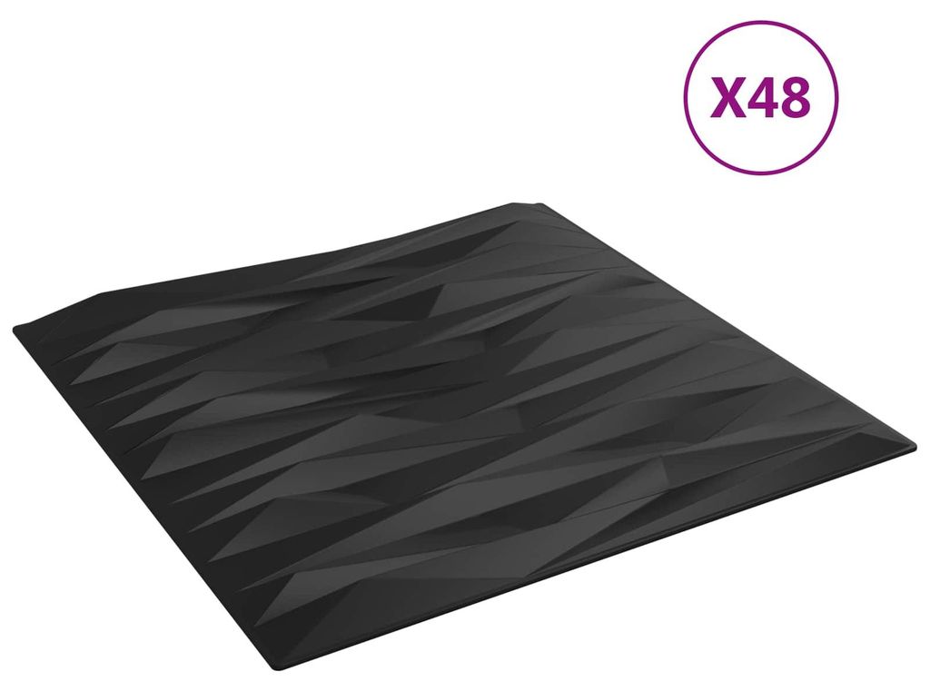 vidaXL Wandpaneele 48 pcs Schwarz Stein 50 x 50 cm XPS Schaum