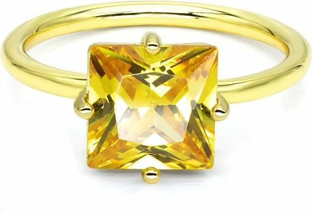 Anello New Bling Donna Argento Placcato Oro Zircone Giallo 56