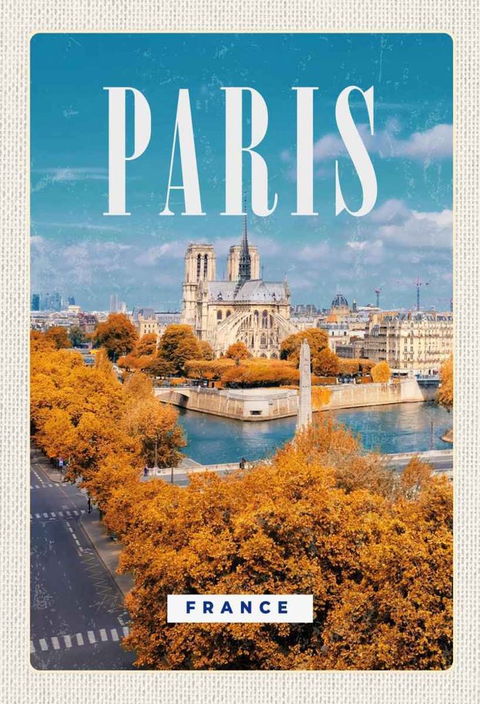 vianmo Holzschild 30x20 cm Paris Frankreich Sein Notre-Dam