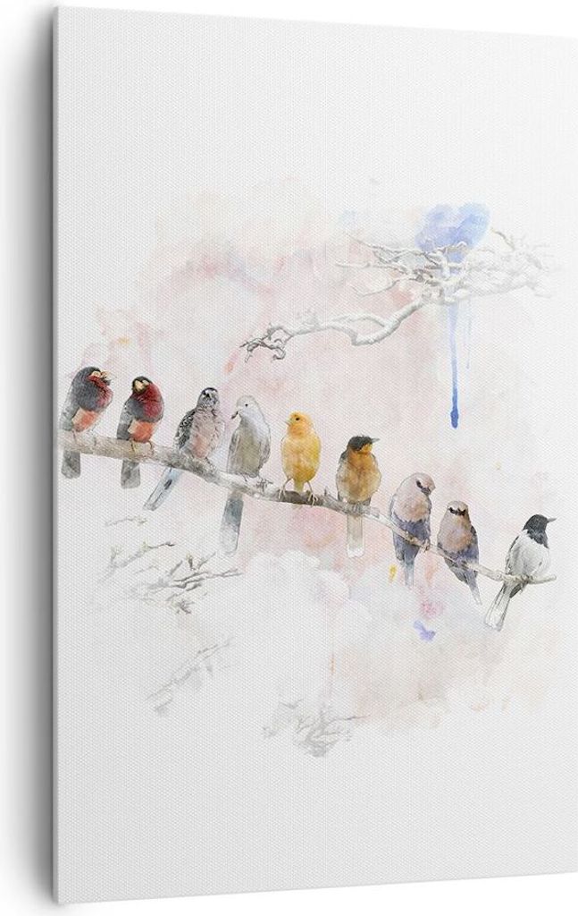 Bild auf Leinwand - Leinwandbild - Einteilig - Vögel Kanarienvogel Zweig - 80x120cm - Wand Bild - Wanddeko - Wandbilder - Leinwanddruck - Wanddeko...