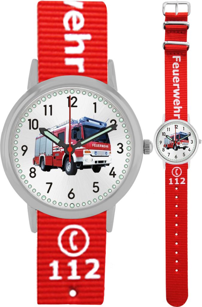 Pacific Time Feuerwehr Armbanduhr Kinder Jungen Mädchen Produktbild 