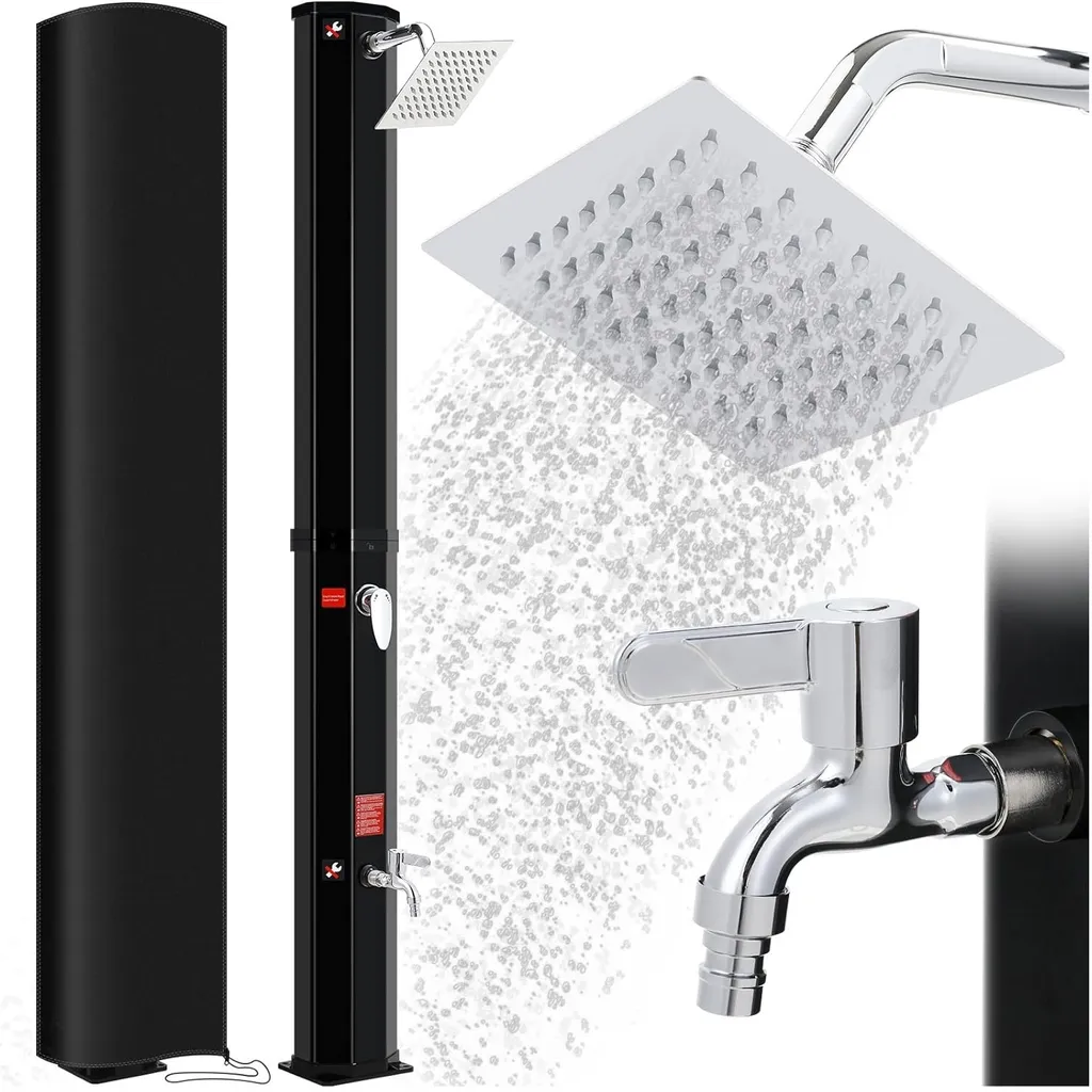 Douche solaire extérieure à réservoir 20L et pommeau rotatif à 360 degrés