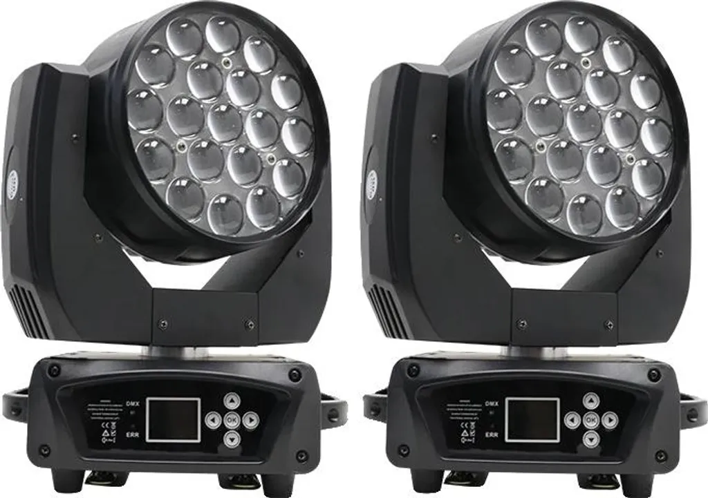 Projecteur Tête Mobile LED 19x15W pour Scène et Soirée - Lot de 2 Pièces