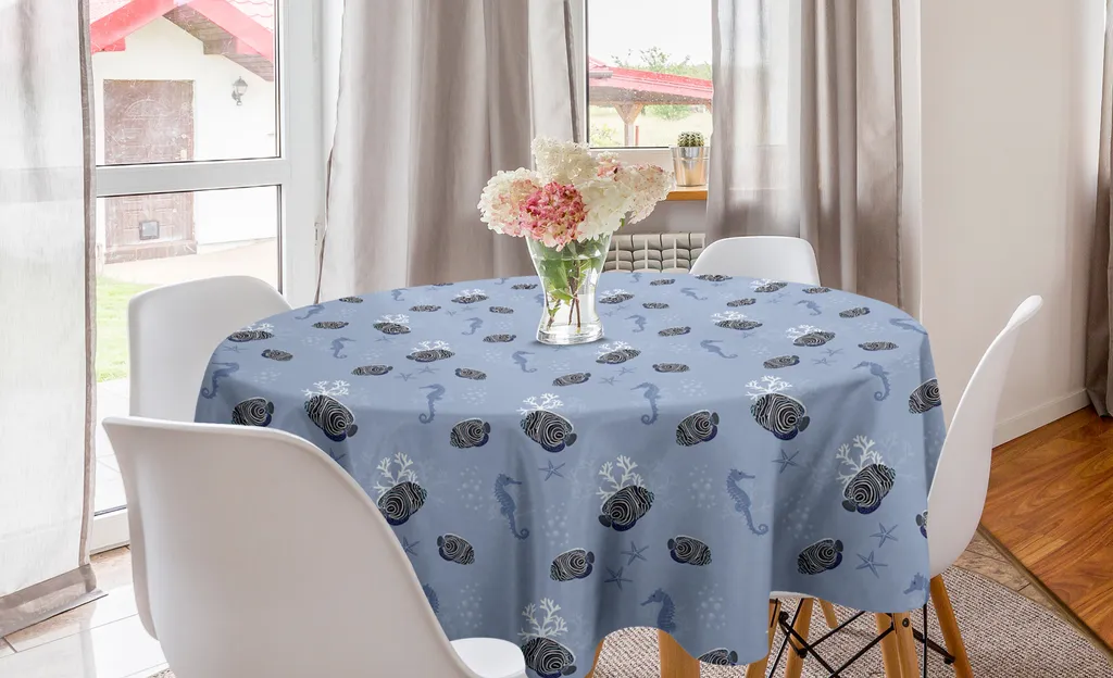 Tovaglia Mare Rotonda Abakuhaus - Decorazione Tavolo 150 cm Blu
