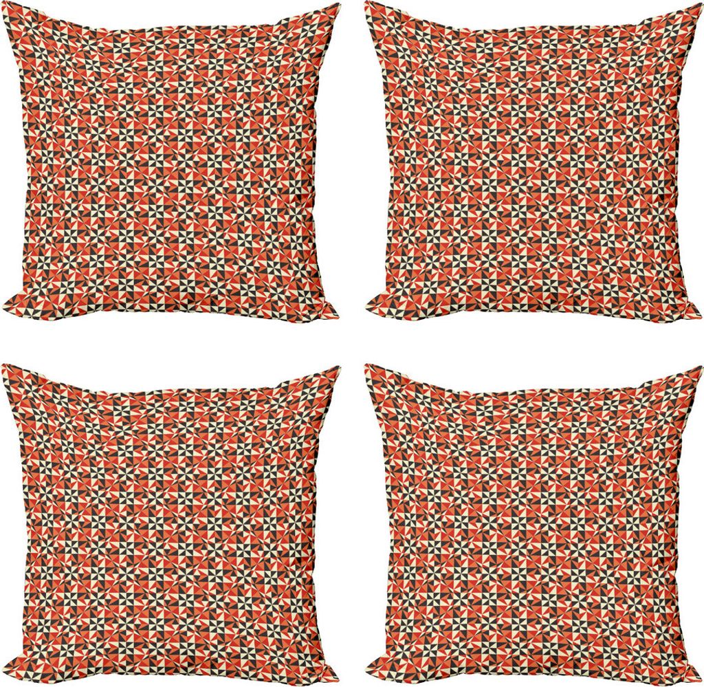 ABAKUHAUS Geometrisch Kissenbezug Set (4 Stück), Mosaic Triangles Squares, Moderner Doppelseitiger Digitaldruck, 50 cm x 50 cm, Burnt Sienna Multi...