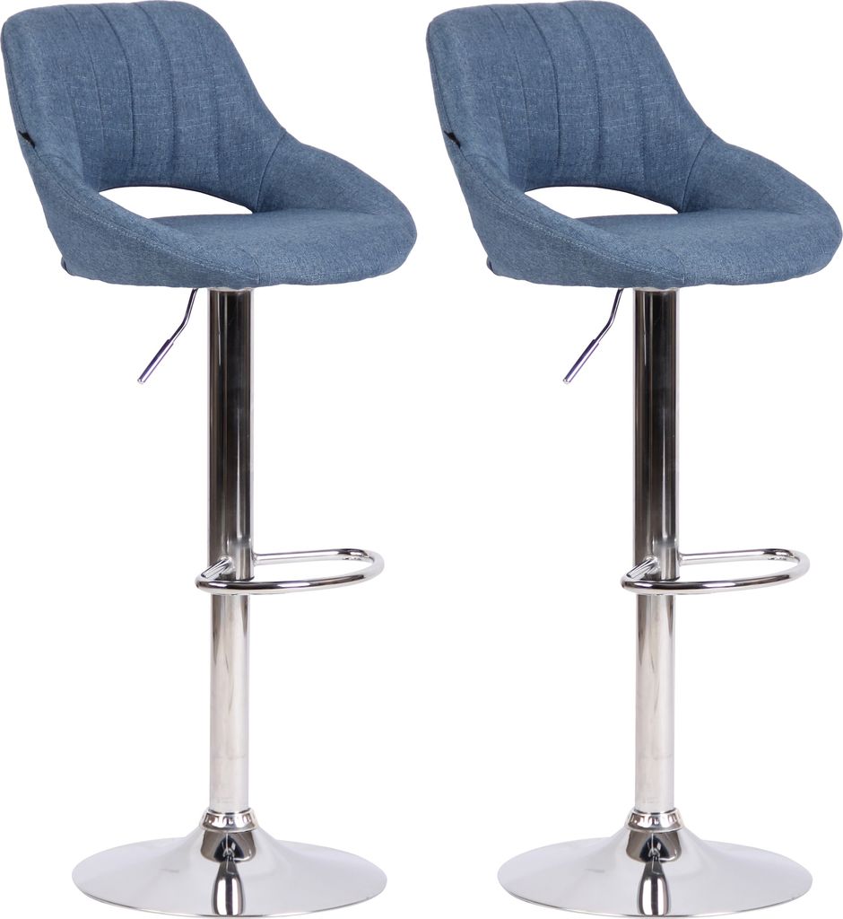 2er Set Barhocker HLO-CP279 Stoff C blau