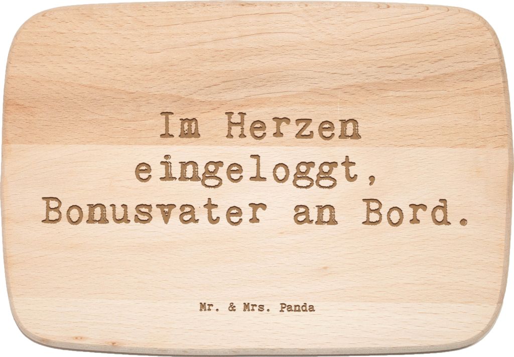 Mr. & Mrs. Panda Holz Schneidbrett Spruch Bonusvater Herz - Transparent - Geschenk, Vater, Elternteil, vesperbrett, Frühstücksbrett, emotionale B...