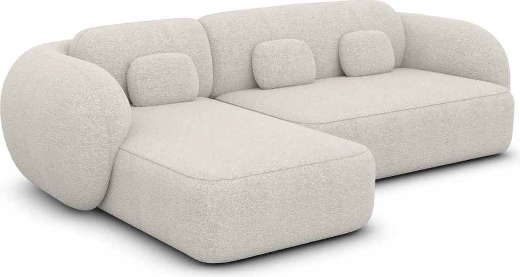 Bouclé L-Form Sofa Mira Weiß Links