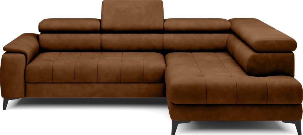 DomoHome Ecksofa Freistehend Mit Schlaffunktion Und Verstellbaren Kopfstützen, Chaiselongue, Rechts Seite, 278×197×76/98 cm, Schlaffläche: 88×...