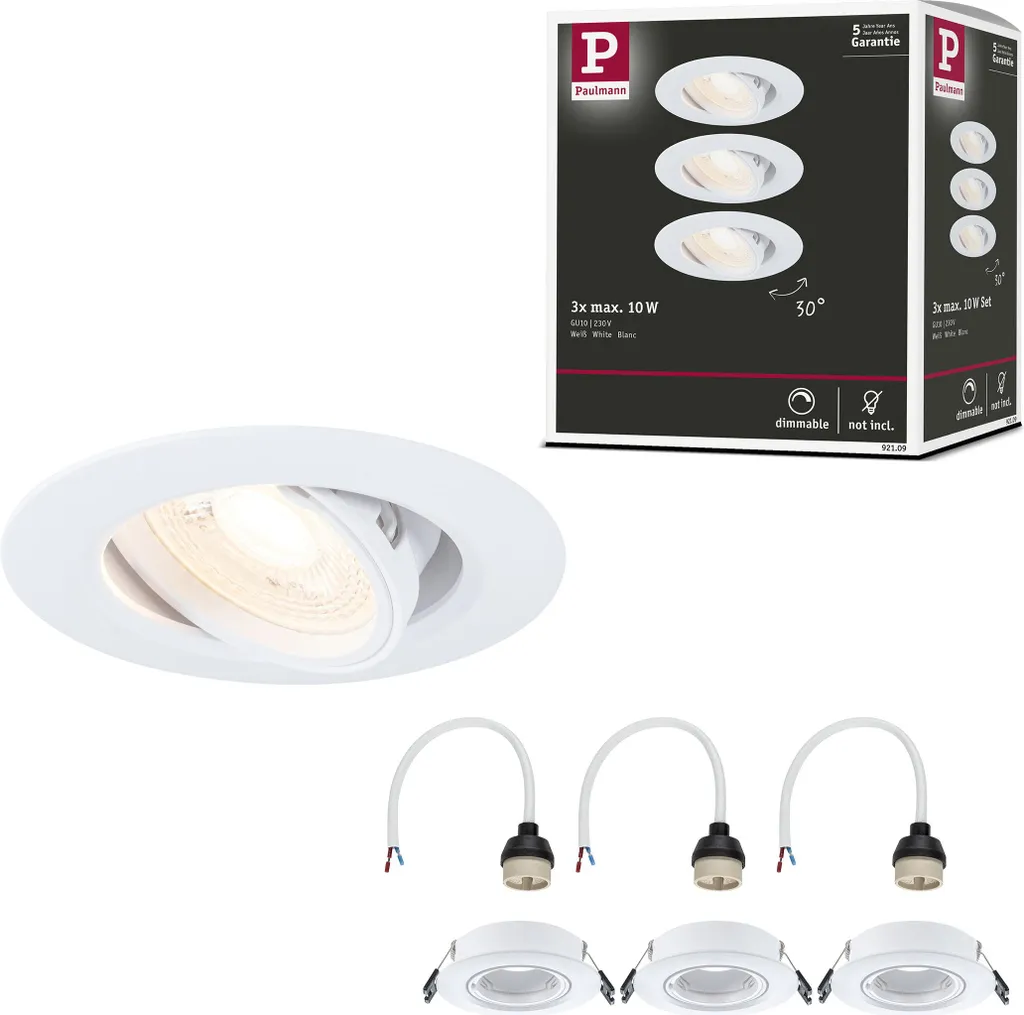 Paulmann Set 3 Luci Incasso Metallo Orientabili: Illuminazione Duratura