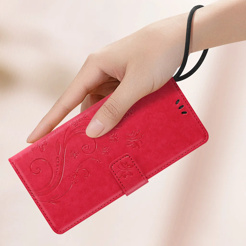 Avizar, cover Samsung Galaxy A55 a forma di farfalla con cinturino da polso, rosso - 4