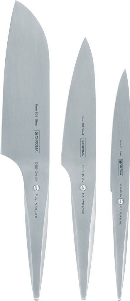 Chroma type 301 Messerset: Santoku P-02 + kleines Santoku P-04 + Allzweckmesser P-19