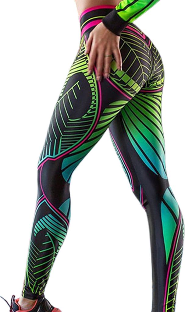 y Women Printing Gym Workout Leggings Dehnbare, atmungsaktive Hosenhose