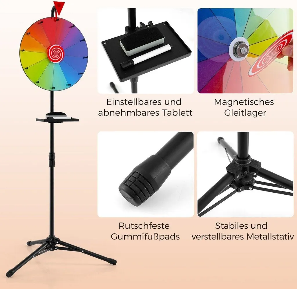 Roue de la fortune stable avec support de sol ajustable pour événements