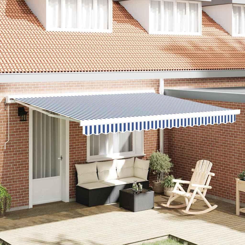 vidaXL Einziehbare Markise Blau und Weiß 400 x 300 cm Stoff und Metall